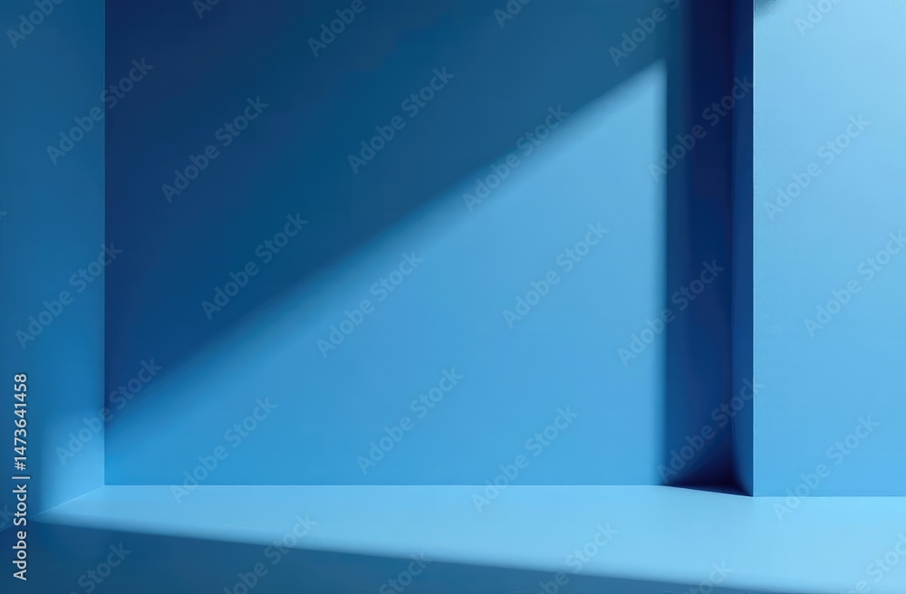 Poster abstract geometry studio scene with shadow and light. blue background for luxury product display sho