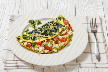 Spinach Onion Goat Cheese Cherry Tomato Omelette