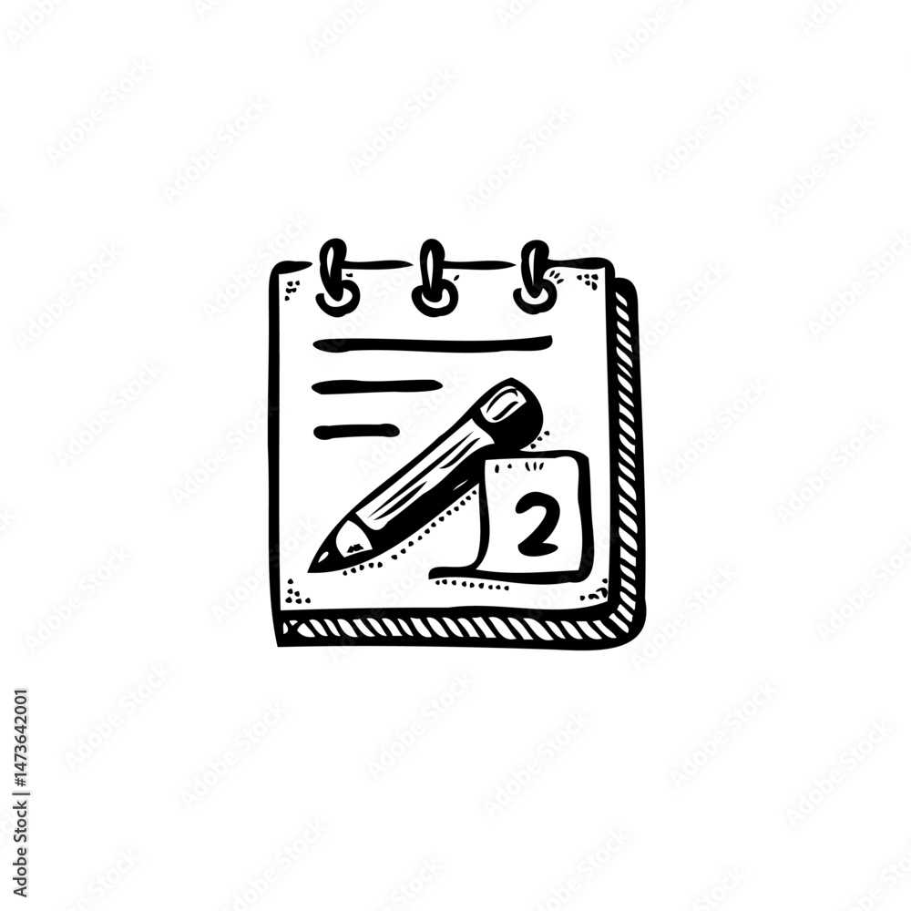 Poster calendar icon with pencil sketch style for reminders and scheduling tasks