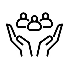 support people outline icon. help line art illustration.