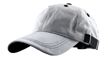 Stylish gray cap on a white isolate background, perfect for casual wear or outdoor activities.