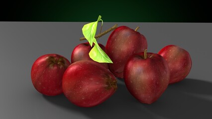 red apple fruit. 3d illustration