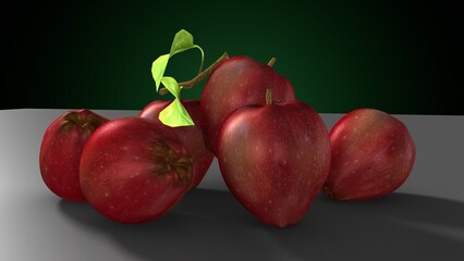red apple fruit. 3d illustration