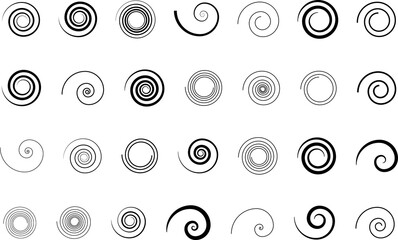 Set of spiral design elements vector. Spiral logo design elements.