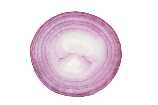 Red onion circle slice on transparent background