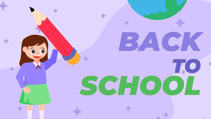 back to school season vector flat cute character illustration with schools accessories. school beginning concept.