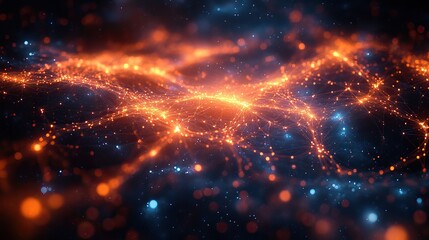 Obraz premium Abstract visualization of interconnectedness and the flow of energy, perhaps as glowing lines weaving through a complex network Representing systems and relationships