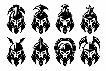 Obraz premium black Set of vector black silhouettes of Viking icon isolated on a white background 