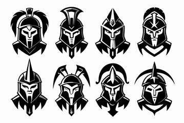 Fototapeta premium black Set of vector black silhouettes of Viking icon isolated on a white background 