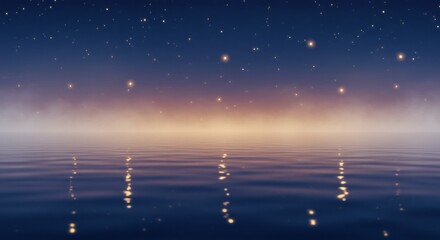 Naklejka premium Night Sky Reflection In Calm Water