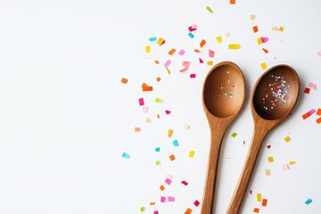 Wooden spoons with colorful confetti