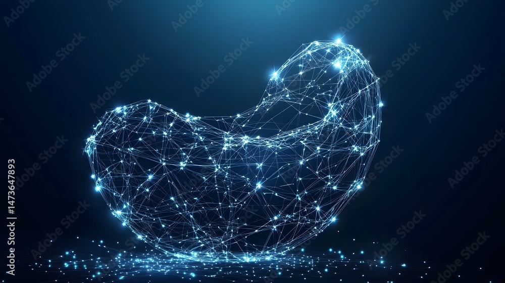 Poster intricate glowing structure with interconnected blue lines and sparkling points. abstract data repre
