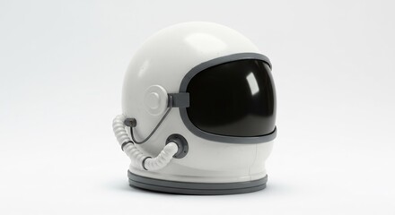 Fototapeta premium Sleek white astronaut helmet subtly lit against bright background. AI Generated