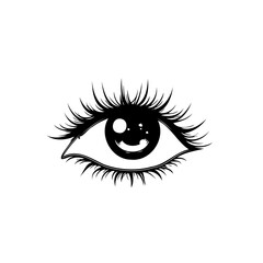 Stylized Eye Illustration with Exaggerated Lashes and Expressive Design Element