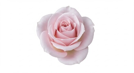 Fototapeta premium Softly lit pale pink rose blooms delicately against a bright white background.. AI Generated