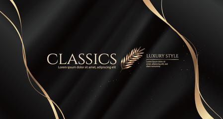 Elegant Luxury Classic Silk Banner with Golden Leaf