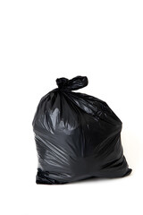 Black Plastic Garbage Bag isolated on white background