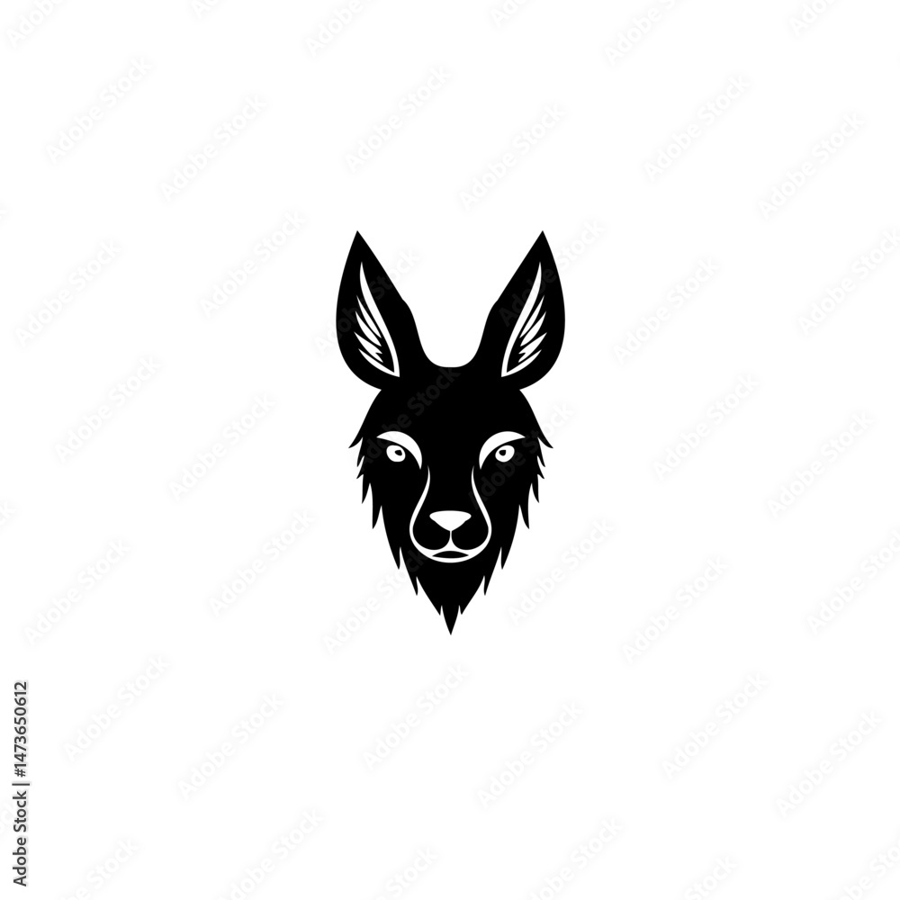 Poster abstract representation of a kangaroo head with minimalist design approach and elegance