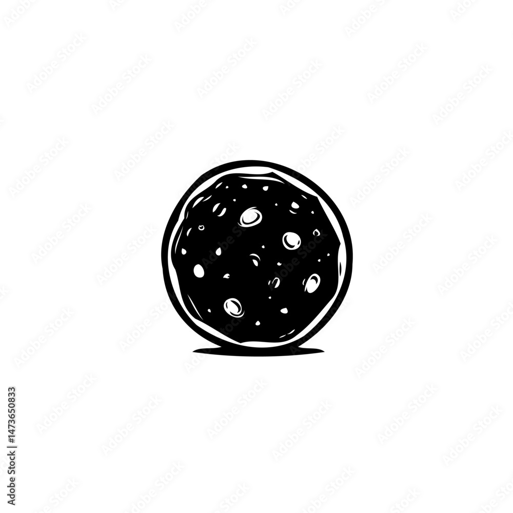Poster stylized single-color rendering of a textured sphere, illustration concept