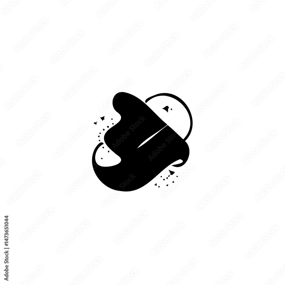 Poster dynamic abstract emblem showcasing fluid form contrasted with geometric minimalism