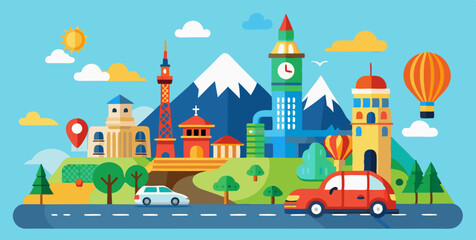 vector illustration of a castle in the background