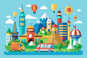 vector illustration of a castle in the background