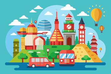 Fototapeta premium vector illustration of a castle in the background