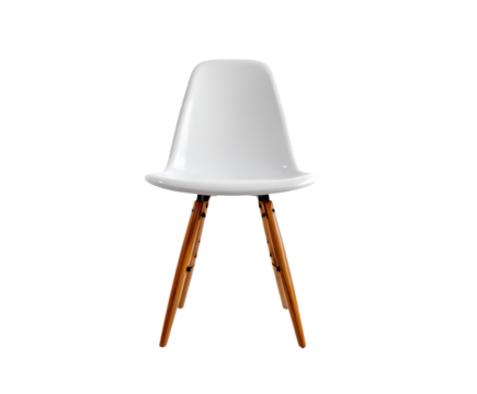 Modern chair design with wooden legs for contemporary interiors on a transparent background, cut out