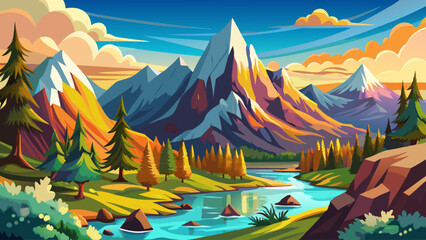 Vector illustration of a mountain landscape