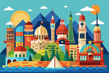 Fototapeta premium vector illustration of a castle