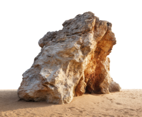 Unique rock formation in sandy desert landscape for natural design