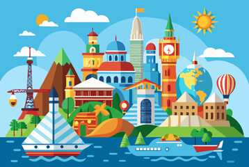 Naklejka premium vector illustration of a castle