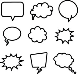  Black and White Speech and Thought Bubbles Set