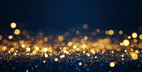 Water drops on the glass create a bokeh backdrop of blue and gold lights, reminiscent of a bright winter night with a hint of xmas glitter