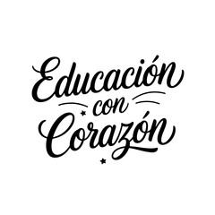 Educación con corazón. Teacher Appreciation. Vector Design Isolated on White Background