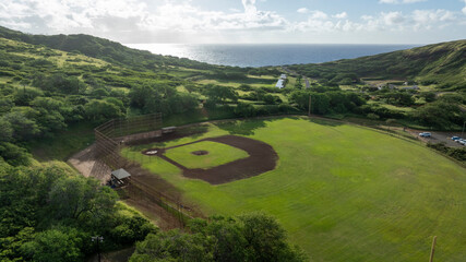 Baseball diamond at sunrise at the foot of Koko Crater