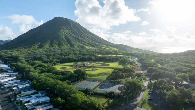 Koko Head Crator baseball diamonds tennis mobile homes