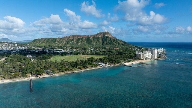 Aerial view of Diamond Head from the ocean