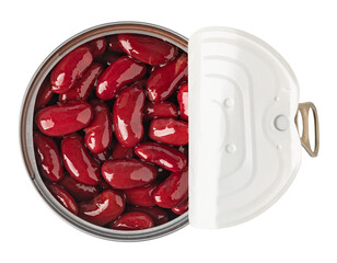 Opened tin can with red beans