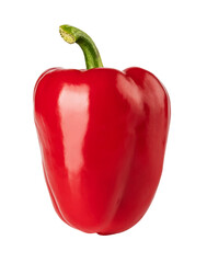 Fresh red bell pepper isolated on transparent background
