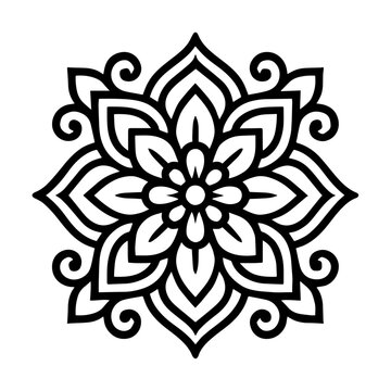 Geometric Mandala Pattern in Black and White &ndash; Vector Art.