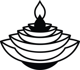 layered paper cut style diya art white backgroun