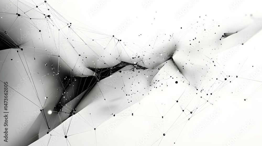 Leinwandbilder intricate black and white abstract art featuring geometric shapes and interconnected lines. dotted p