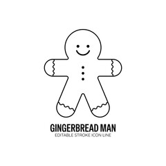 Gingerbread Man Icon with White Background Flat Design Vector Illustration