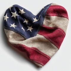 Love for Country: A heart-shaped emblem, crafted with the iconic stars and stripes of the American flag. Symbolizing patriotism, national pride, and a deep affection for the nation.