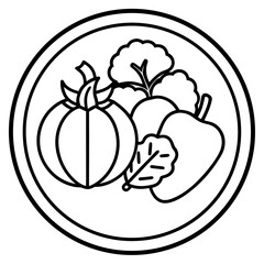 Minimal Veggie Nutrition Line Art Vector