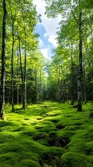 Obraz premium Forest Path Sunlight Moss