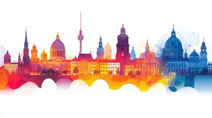 Fototapeta premium Vibrant Artistic Cityscape of European Capitals in High Fidelity Design