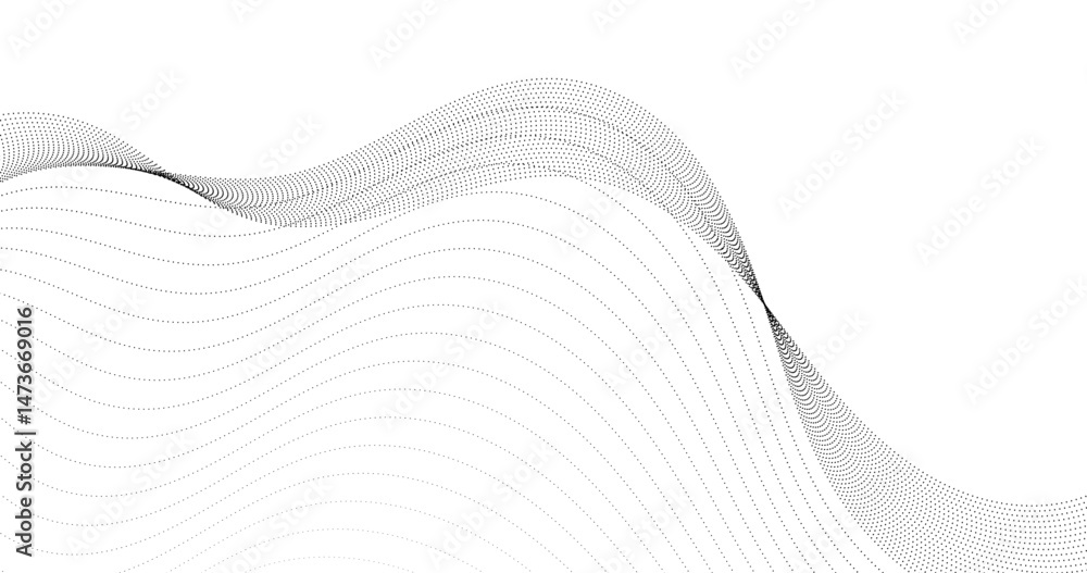 Aufkleber wave of particles. 3d grid surface. abstract vector illustration.