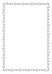 シンプルな手書きのかわいいパン四角フレーム